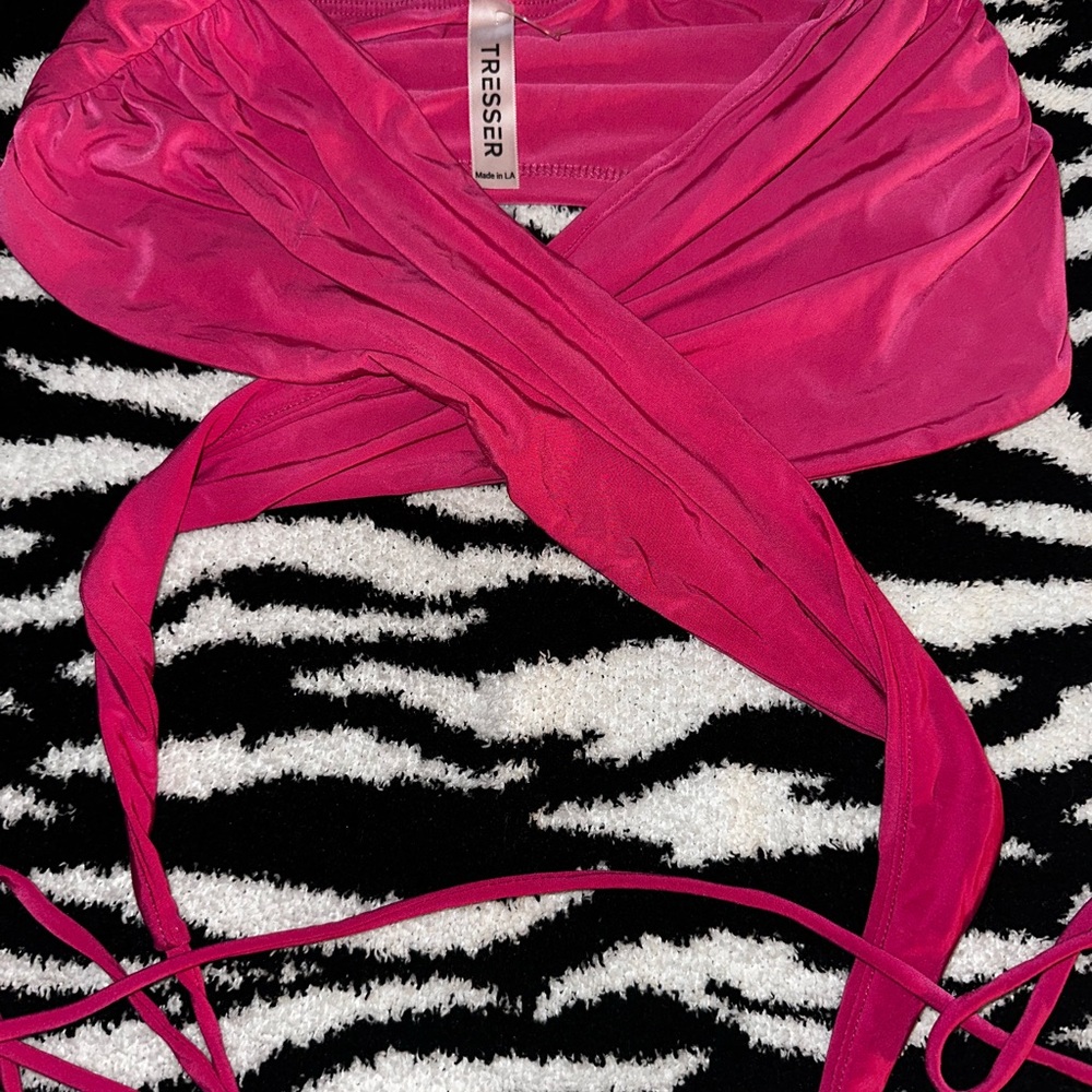 Hot Pink Wrap Cut-Out Top